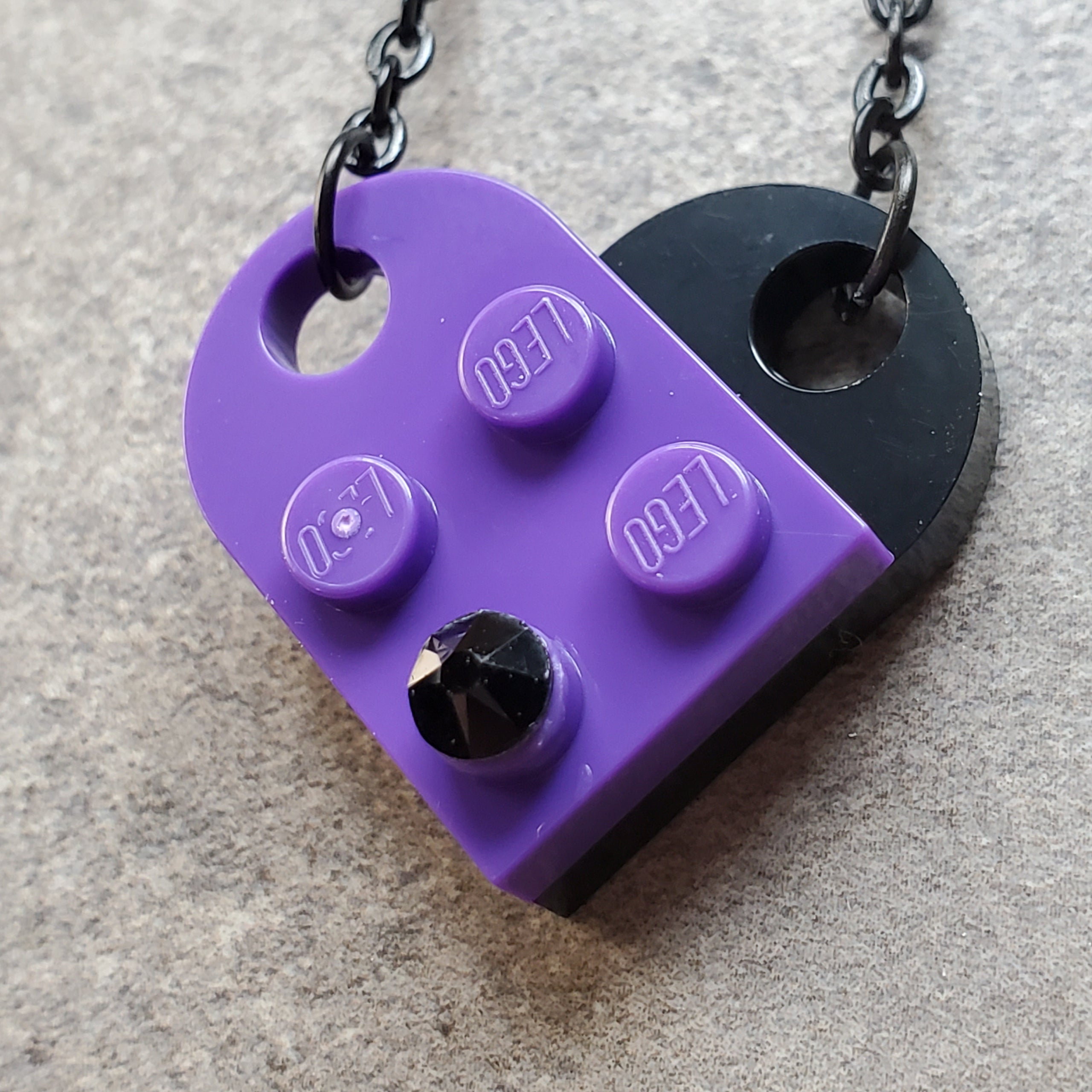 Couple Necklace Lego Heart Necklace Purple LEGO Heart Necklace